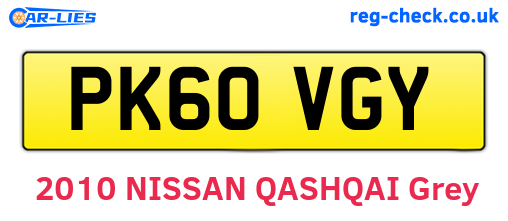 PK60VGY are the vehicle registration plates.