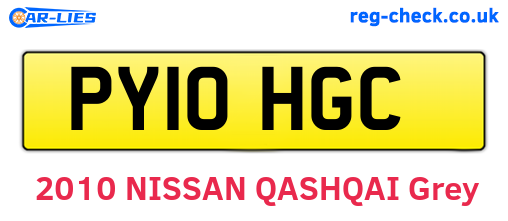 PY10HGC are the vehicle registration plates.