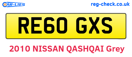 RE60GXS are the vehicle registration plates.