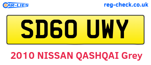 SD60UWY are the vehicle registration plates.