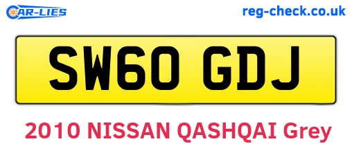 SW60GDJ are the vehicle registration plates.