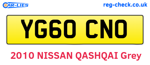 YG60CNO are the vehicle registration plates.