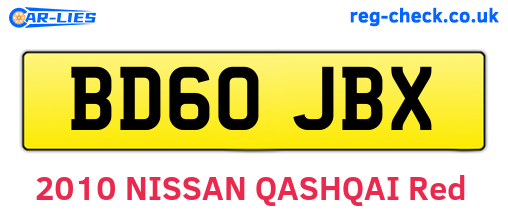 BD60JBX are the vehicle registration plates.