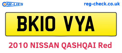 BK10VYA are the vehicle registration plates.