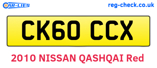 CK60CCX are the vehicle registration plates.