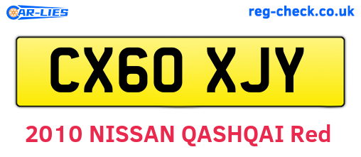 CX60XJY are the vehicle registration plates.