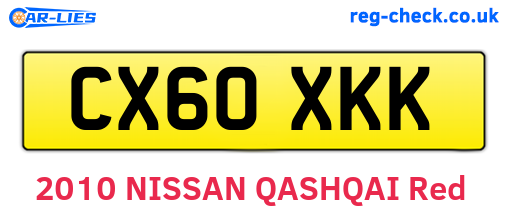 CX60XKK are the vehicle registration plates.