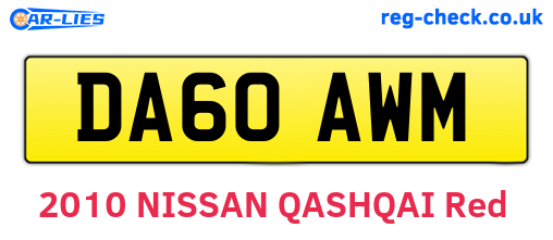 DA60AWM are the vehicle registration plates.