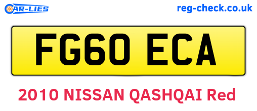 FG60ECA are the vehicle registration plates.