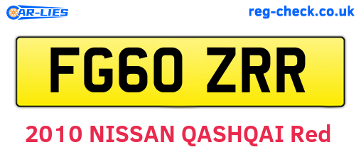 FG60ZRR are the vehicle registration plates.