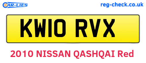 KW10RVX are the vehicle registration plates.