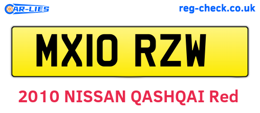 MX10RZW are the vehicle registration plates.