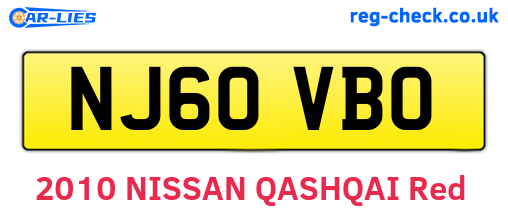 NJ60VBO are the vehicle registration plates.