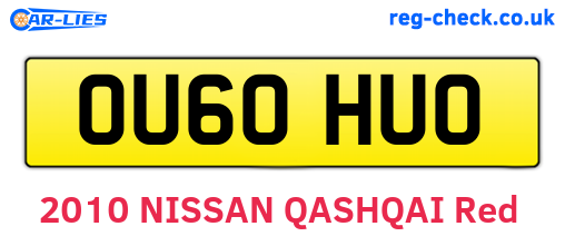 OU60HUO are the vehicle registration plates.