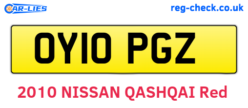 OY10PGZ are the vehicle registration plates.