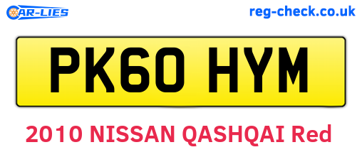 PK60HYM are the vehicle registration plates.