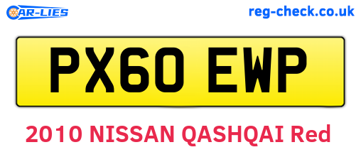 PX60EWP are the vehicle registration plates.