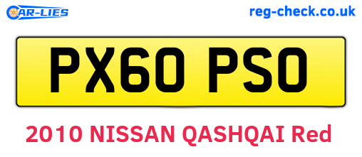 PX60PSO are the vehicle registration plates.