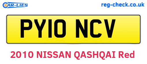 PY10NCV are the vehicle registration plates.