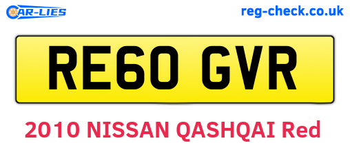 RE60GVR are the vehicle registration plates.