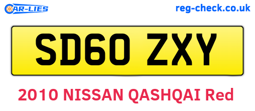 SD60ZXY are the vehicle registration plates.