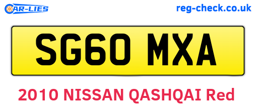 SG60MXA are the vehicle registration plates.