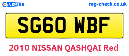 SG60WBF are the vehicle registration plates.