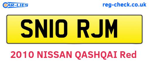 SN10RJM are the vehicle registration plates.