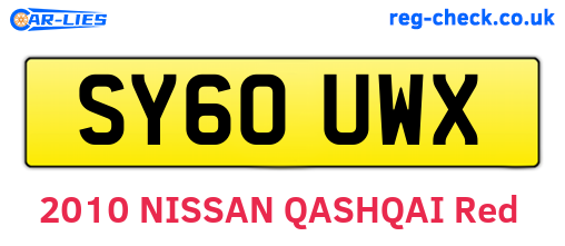 SY60UWX are the vehicle registration plates.