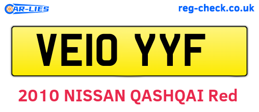 VE10YYF are the vehicle registration plates.