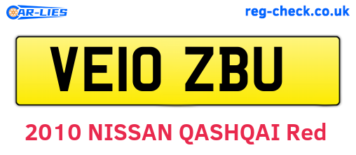 VE10ZBU are the vehicle registration plates.