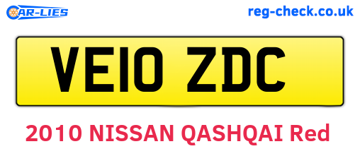 VE10ZDC are the vehicle registration plates.