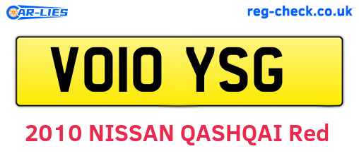 VO10YSG are the vehicle registration plates.