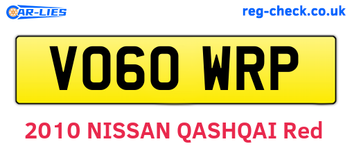 VO60WRP are the vehicle registration plates.