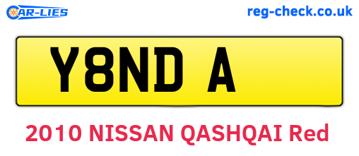 Y8NDA are the vehicle registration plates.