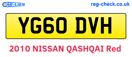 YG60DVH are the vehicle registration plates.