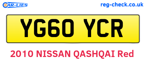 YG60YCR are the vehicle registration plates.