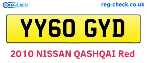 YY60GYD are the vehicle registration plates.