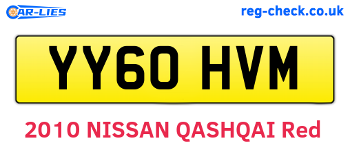 YY60HVM are the vehicle registration plates.