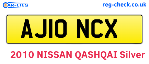 AJ10NCX are the vehicle registration plates.
