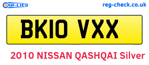 BK10VXX are the vehicle registration plates.