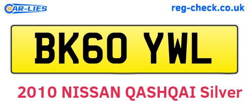 BK60YWL are the vehicle registration plates.