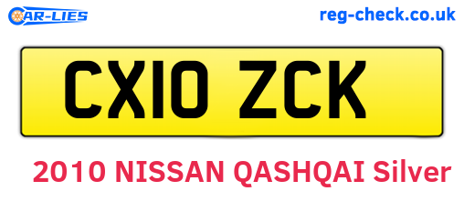 CX10ZCK are the vehicle registration plates.