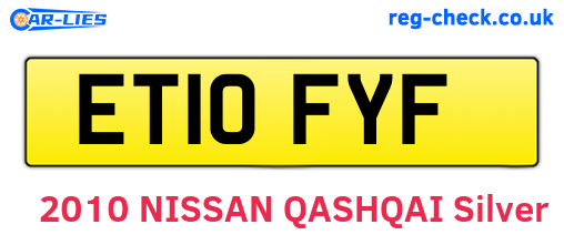 ET10FYF are the vehicle registration plates.