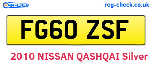 FG60ZSF are the vehicle registration plates.