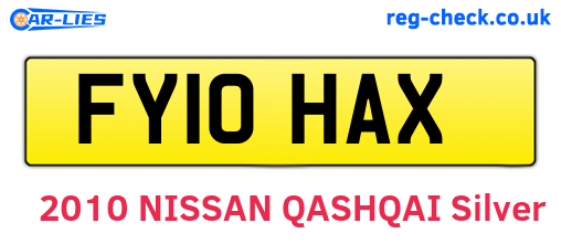 FY10HAX are the vehicle registration plates.