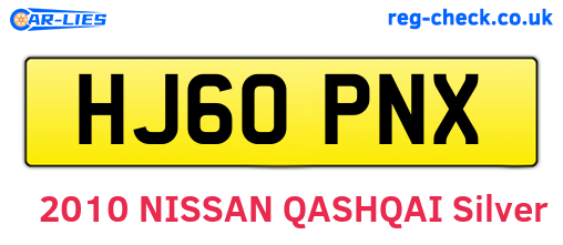 HJ60PNX are the vehicle registration plates.
