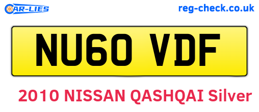 NU60VDF are the vehicle registration plates.