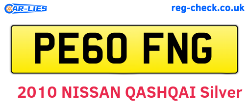 PE60FNG are the vehicle registration plates.
