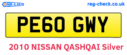 PE60GWY are the vehicle registration plates.